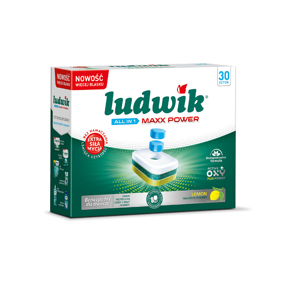 Ludwik tabletki do zmywarek ALL IN 1 MAXX POWER LEMON  - 30 szt.
