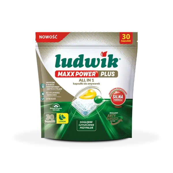 Ludwik MAXX POWER PLUS kapsułki do zmywarki LEMON 30 szt.