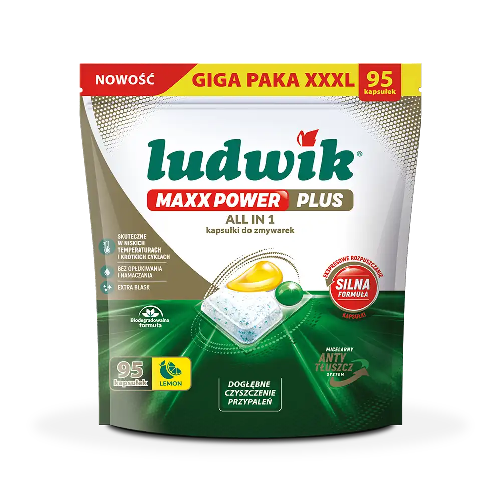 Ludwik MAXX POWER PLUS kapsułki do zmywarki LEMON 95 szt. Doypack